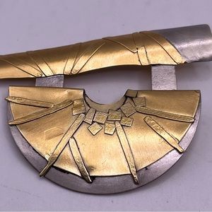KW Karen Walker Abstract Modernist Pin Sterling Silver Gold Vermeil 14.9g - 2.5”